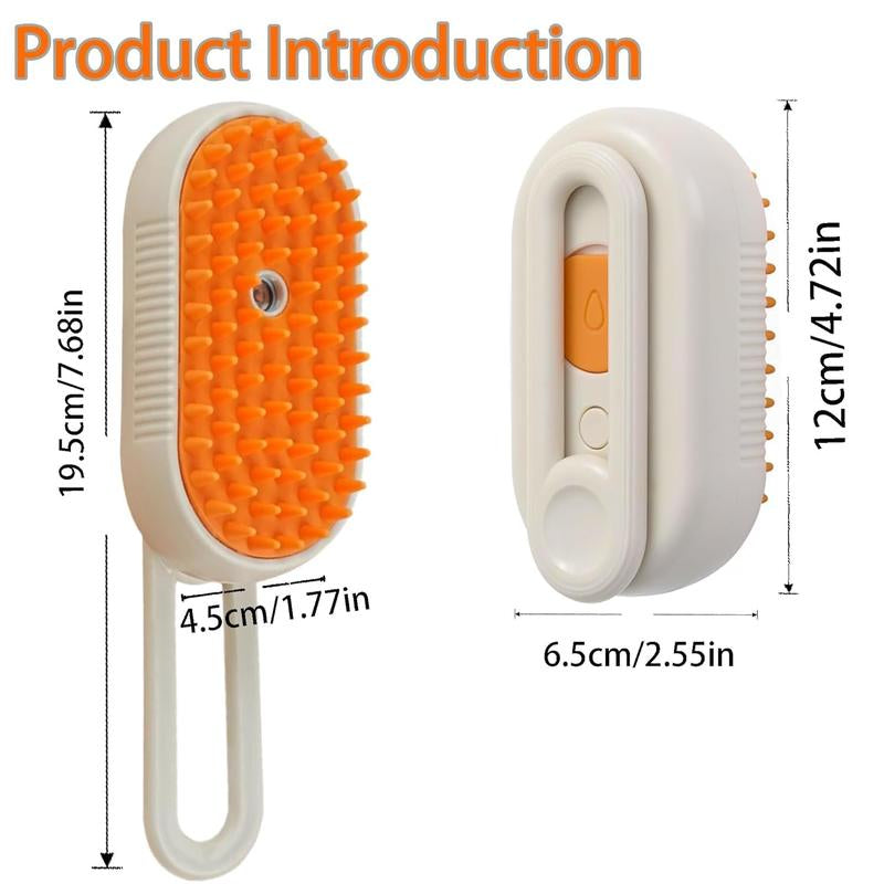 Steamy Pet Groomer–3-In-1 Adjustable Mist & Silicone Massage Brush for Cats & Dogs, One-Click Clean Deshedding & Detangling Tool, 2025 Upgrade