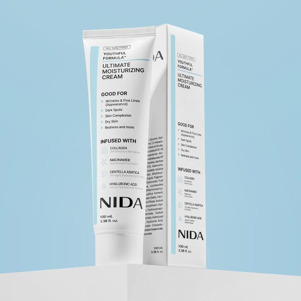 NIDA Youthful Formula Ultimate Moisturizing Cream (100Ml) / Collagen, Niacinamide, Centella Asiatica, Hyaluronic Acid / Wrinkles, Dark Spots, Skincare Hydrating Daily Moisturizer Moisture Hydrate