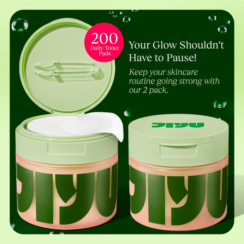 Jiyu Korean Skincare (2-PACK) - Anti-Aging, Dark Spot & Wrinkle Minimizing Toner Pads with Centella Asiatica, Snail Mucin, Niacinamide - 200 Ct.