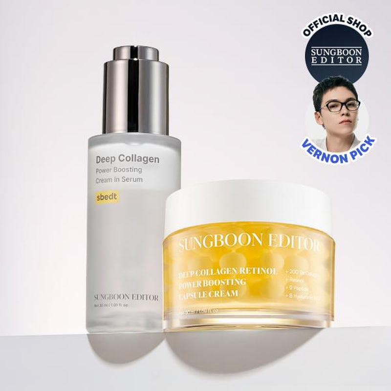 [SAVE $31] Sungboon Editor Glazed Skin Collagen Duo | Firming Cream + Volufiline Serum for Plump, Smooth & Glowing Skin | Iconic Korean Skincare