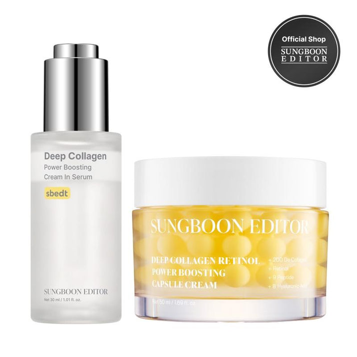 [SAVE $31] Sungboon Editor Glazed Skin Collagen Duo | Firming Cream + Volufiline Serum for Plump, Smooth & Glowing Skin | Iconic Korean Skincare