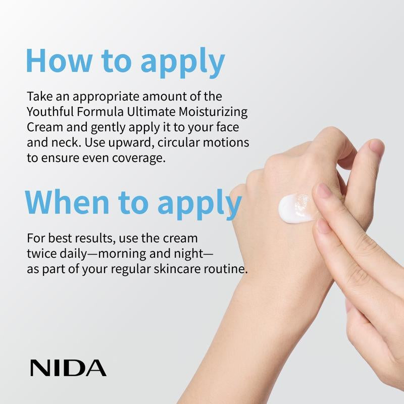 NIDA Youthful Formula Ultimate Moisturizing Cream (100Ml) / Collagen, Niacinamide, Centella Asiatica, Hyaluronic Acid / Wrinkles, Dark Spots, Skincare Hydrating Daily Moisturizer Moisture Hydrate